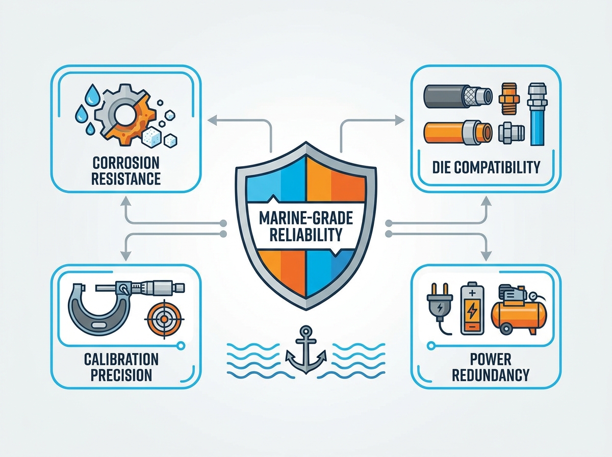 hydraulic hose crimping machine for marine applications